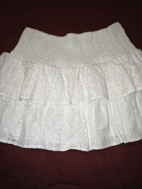 Choosy Women's White Eyelet Tiered Mini Skirt 12